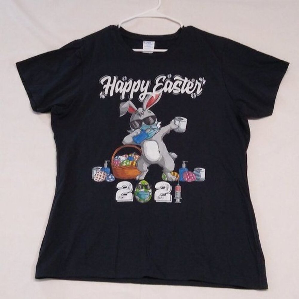HAPPY EASTER 2021 Dabbing Rabbit XL Women Flattering Fitted Ring Spun T-Shirt